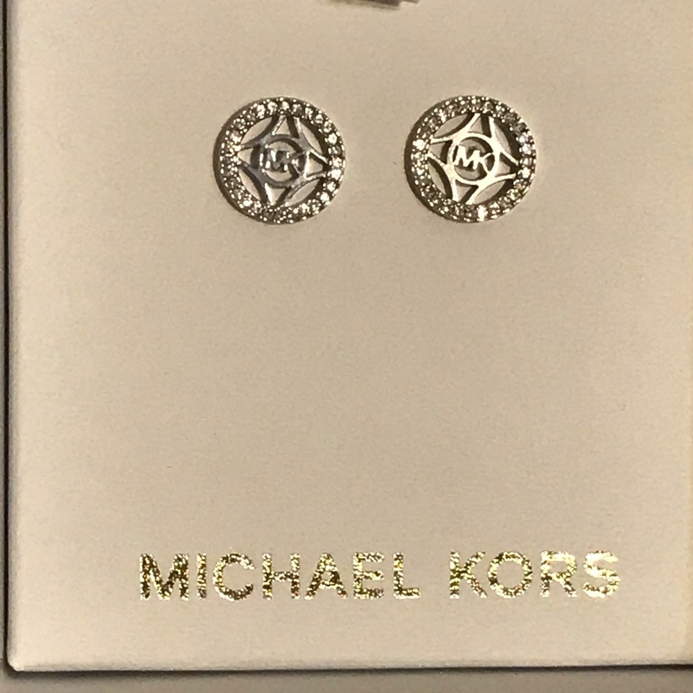 Michael Kors Logo Sterling Silver Stud Earrings
